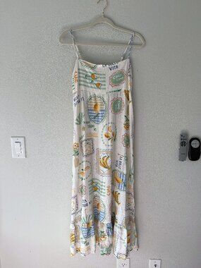 Label of Love Lemon Print Adjustable Strap Dress - L